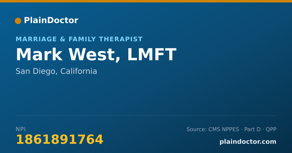 Shareable card for Mark West, LMFT - Marriage & Family Therapist, San Diego, CA