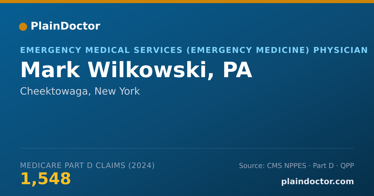 Shareable card for Mark Wilkowski, PA - Emergency Medical Services (Emergency Medicine) Physician, Cheektowaga, NY
