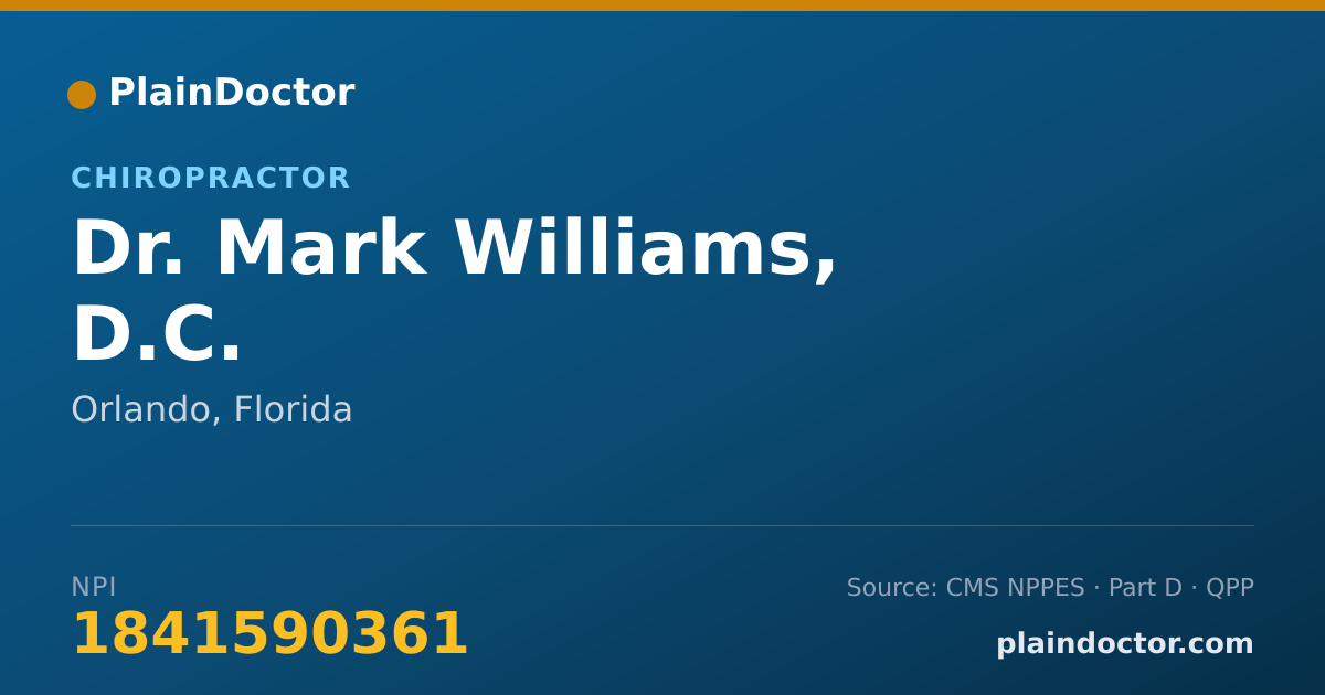 Shareable card for Mark Williams, D.C. - Chiropractor, Orlando, FL
