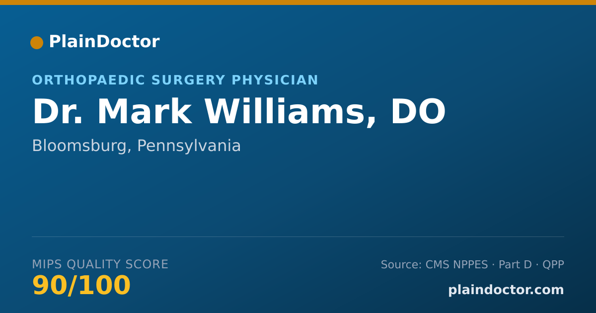 Shareable card for Mark Williams, DO - Orthopaedic Surgery Physician, Bloomsburg, PA