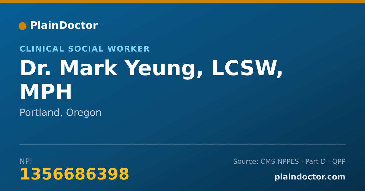Shareable card for Mark Yeung, LCSW, MPH - Clinical Social Worker, Portland, OR