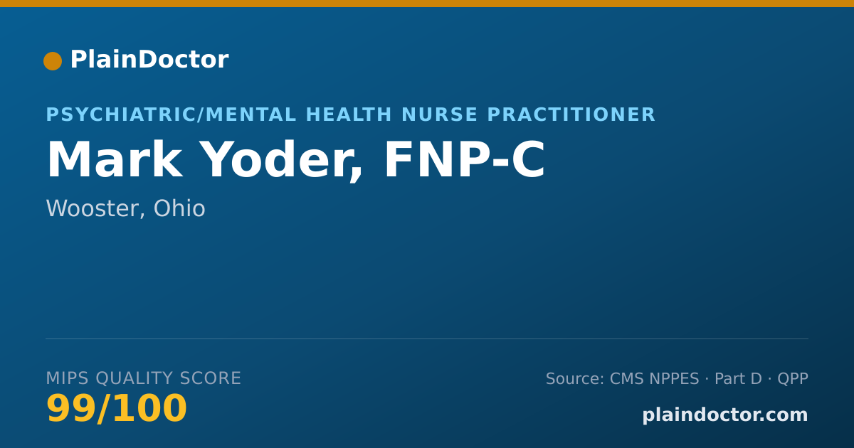 Shareable card for Mark Yoder, FNP-C - Psychiatric/Mental Health Nurse Practitioner, Wooster, OH