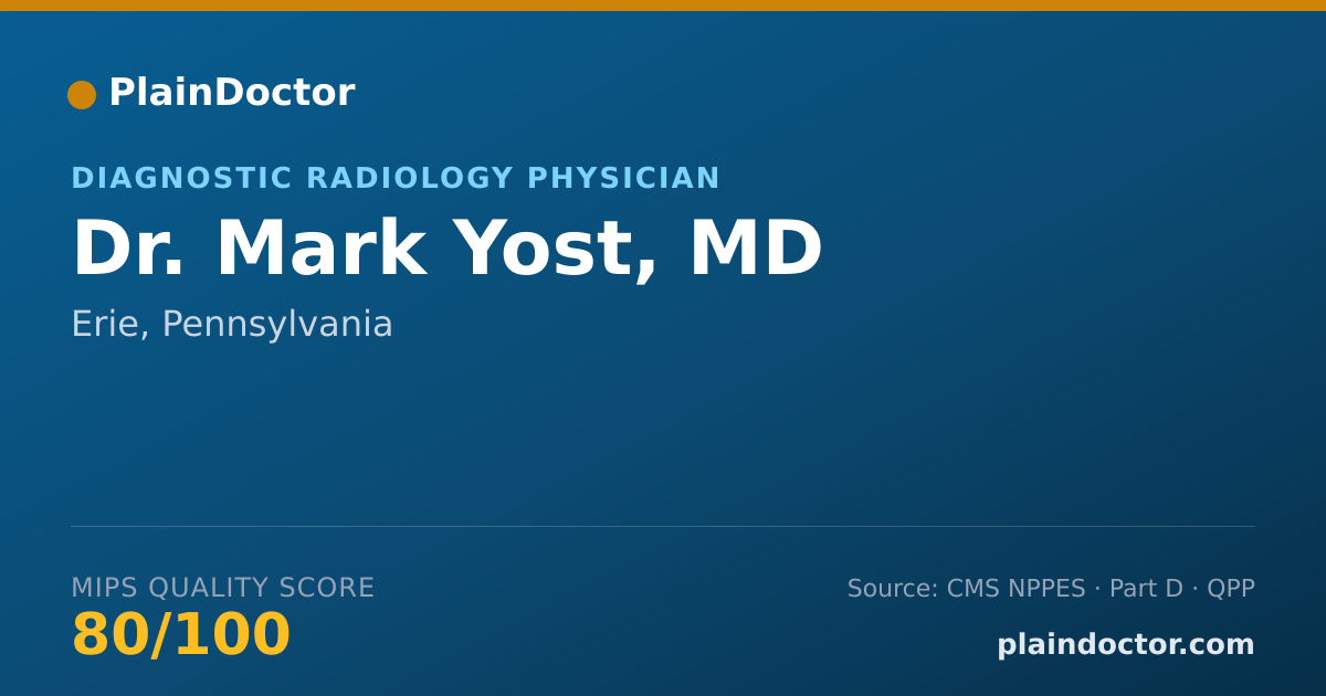 Shareable card for Mark Yost, MD - Diagnostic Radiology Physician, Erie, PA