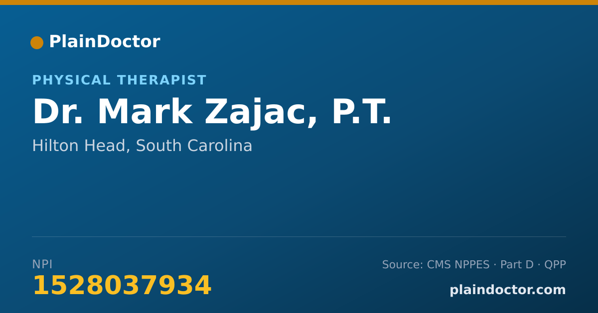 Shareable card for Mark Zajac, P.T. - Physical Therapist, Hilton Head, SC