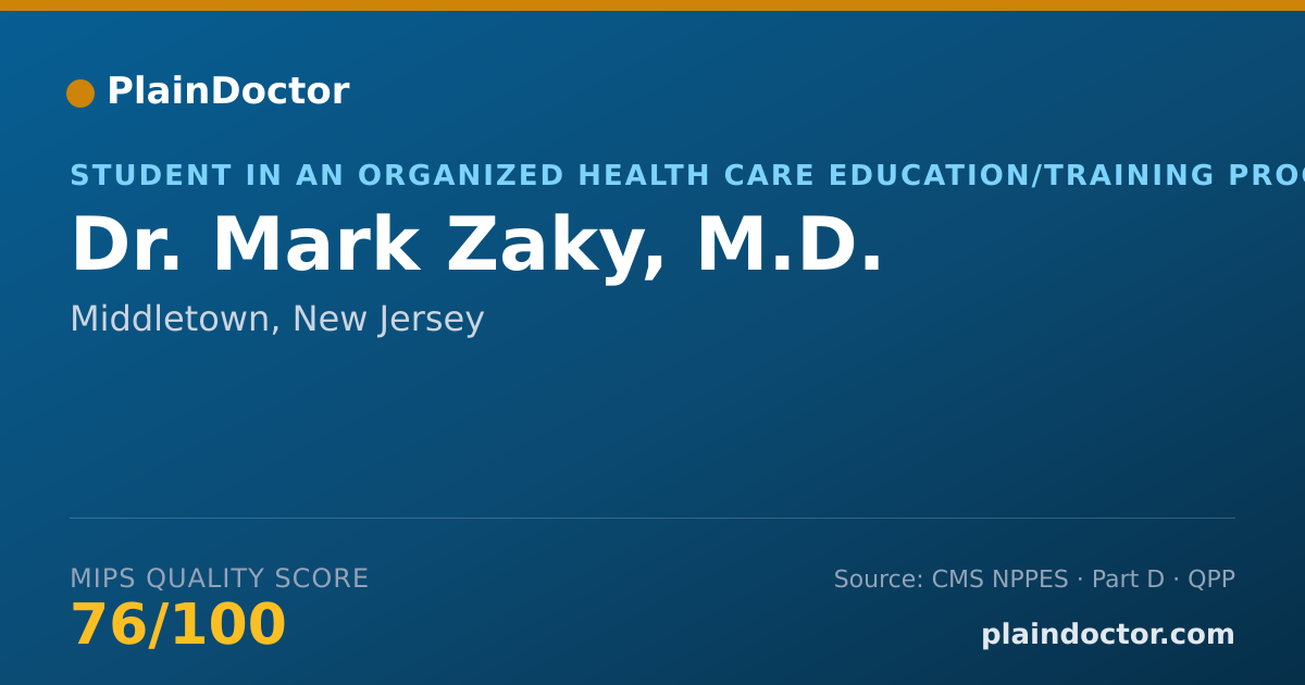 Shareable card for Mark Zaky, M.D. - Student in an Organized Health Care Education/Training Program, Middletown, NJ