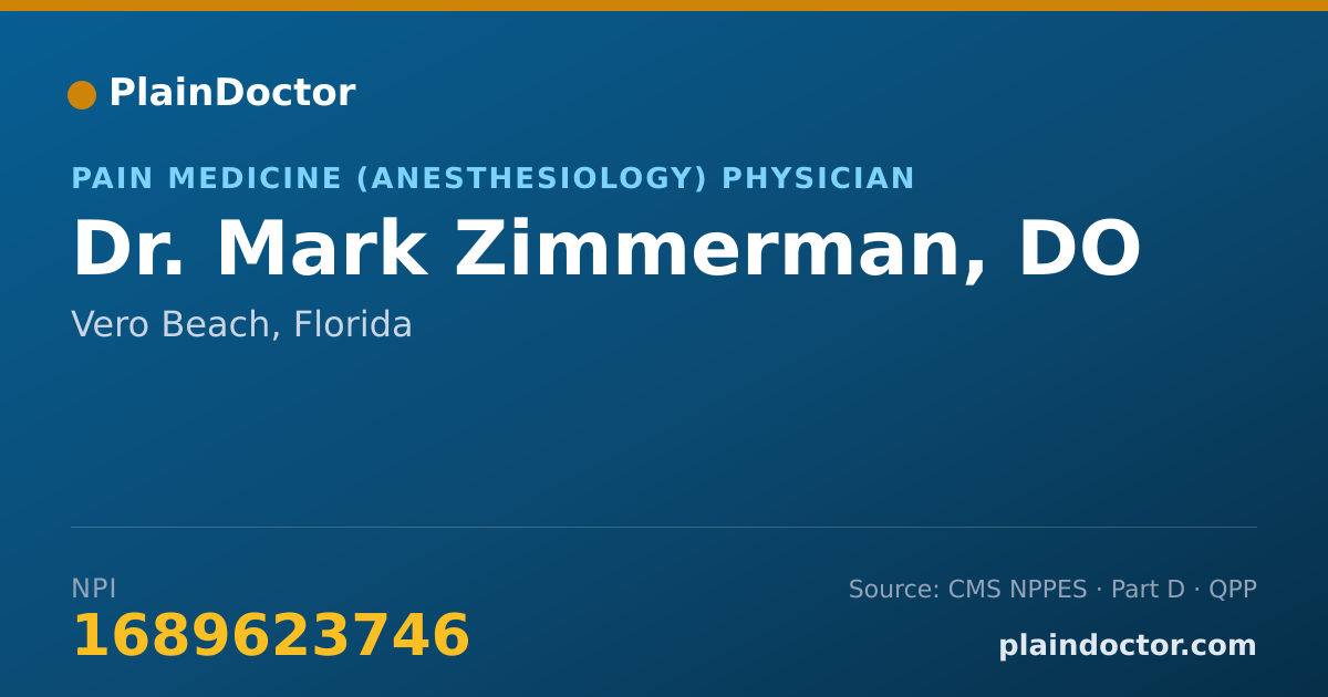 Shareable card for Mark Zimmerman, DO - Pain Medicine (Anesthesiology) Physician, Vero Beach, FL
