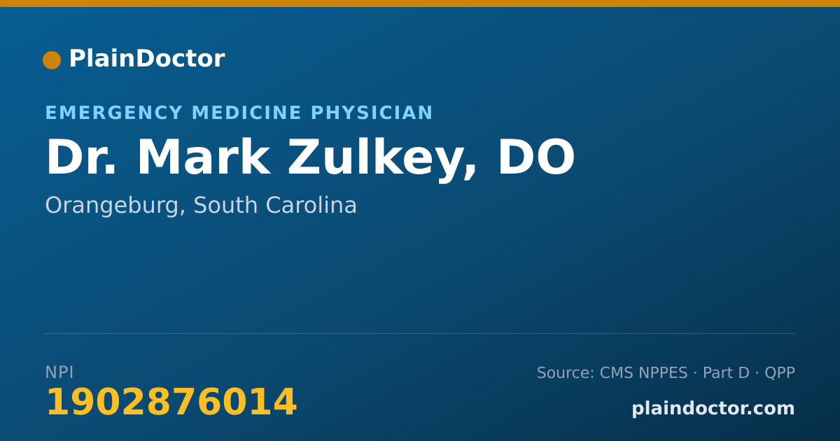 Shareable card for Mark Zulkey, DO - Emergency Medicine Physician, Orangeburg, SC