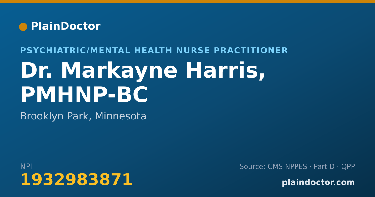 Shareable card for Markayne Harris, PMHNP-BC - Psychiatric/Mental Health Nurse Practitioner, Brooklyn Park, MN