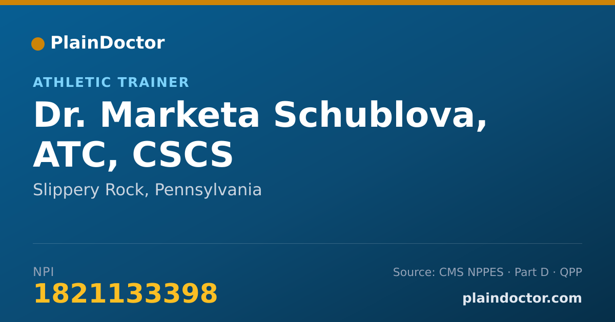 Shareable card for Marketa Schublova, ATC, CSCS - Athletic Trainer, Slippery Rock, PA