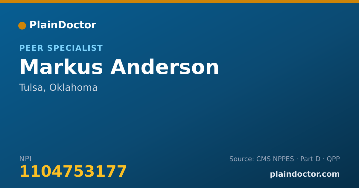 Shareable card for Markus Anderson - Peer Specialist, Tulsa, OK
