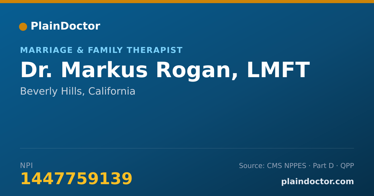 Shareable card for Markus Rogan, LMFT - Marriage & Family Therapist, Beverly Hills, CA