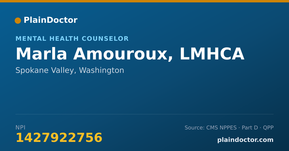 Shareable card for Marla Amouroux, LMHCA - Mental Health Counselor, Spokane Valley, WA