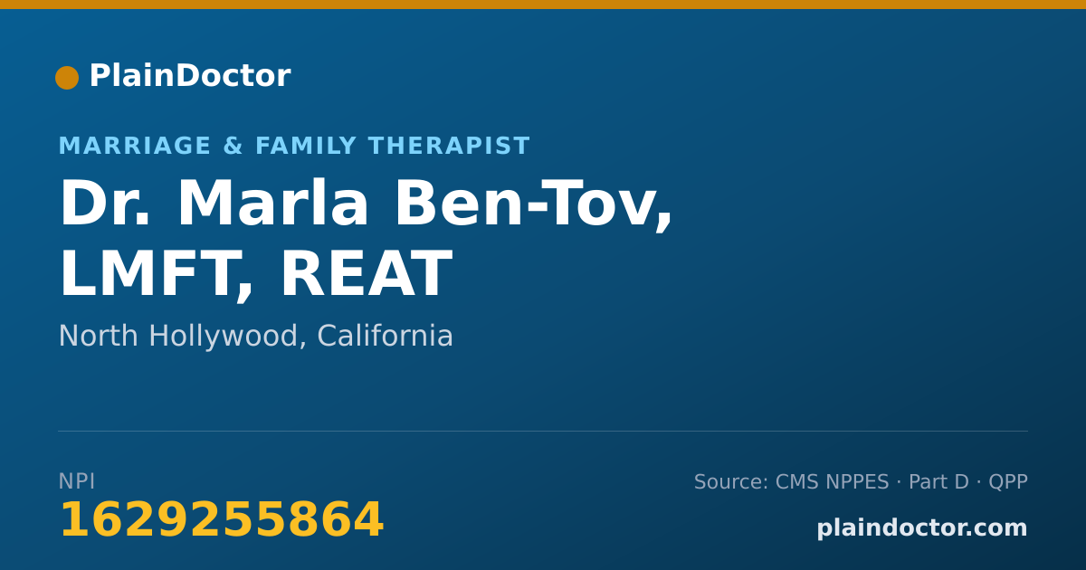 Shareable card for Marla Ben-Tov, LMFT, REAT - Marriage & Family Therapist, North Hollywood, CA