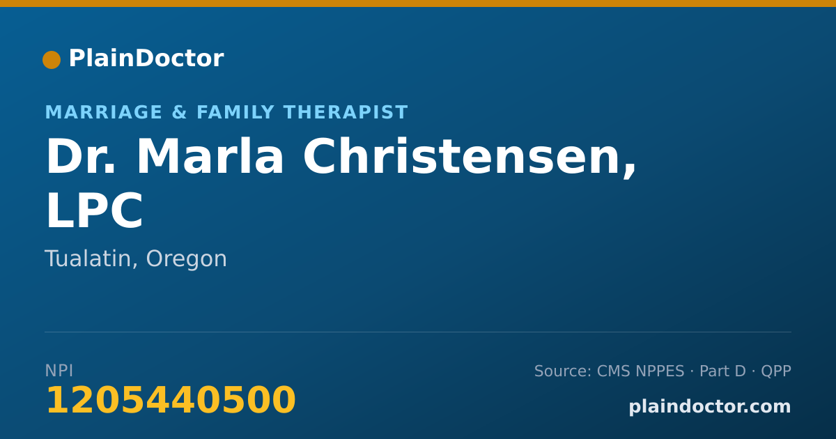 Shareable card for Marla Christensen, LPC - Marriage & Family Therapist, Tualatin, OR