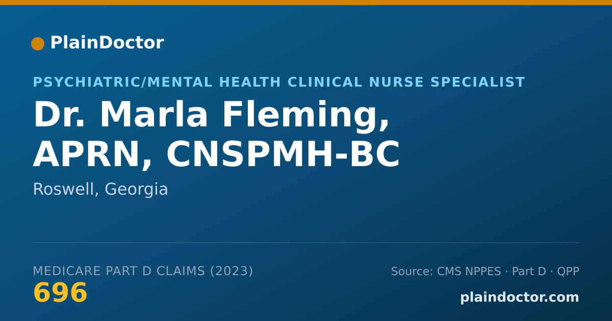 Shareable card for Marla Fleming, APRN, CNSPMH-BC - Psychiatric/Mental Health Clinical Nurse Specialist, Roswell, GA