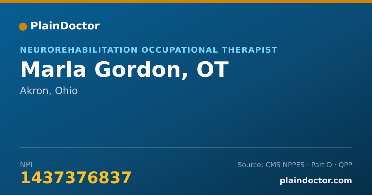 Shareable card for Marla Gordon, OT - Neurorehabilitation Occupational Therapist, Akron, OH