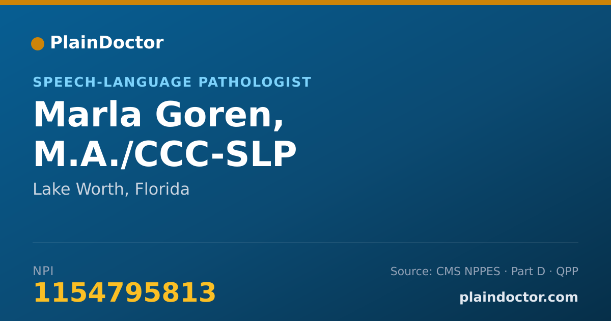 Shareable card for Marla Goren, M.A./CCC-SLP - Speech-Language Pathologist, Lake Worth, FL