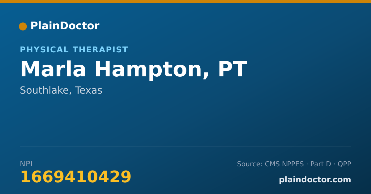 Shareable card for Marla Hampton, PT - Physical Therapist, Southlake, TX