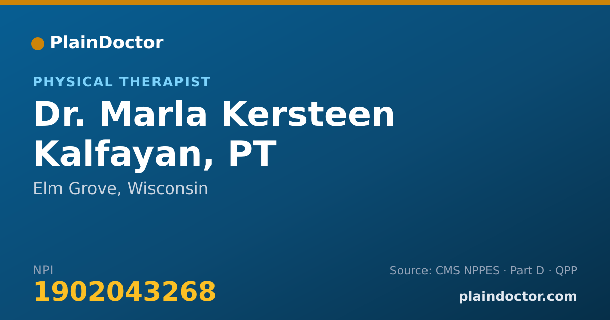 Shareable card for Marla Kersteen Kalfayan, PT - Physical Therapist, Elm Grove, WI