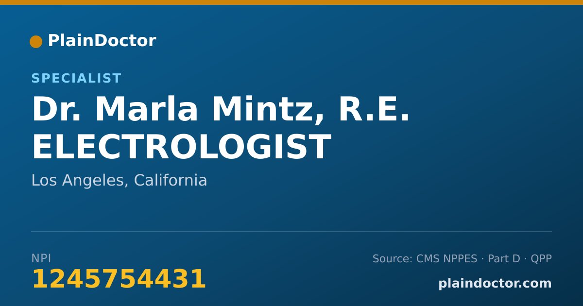 Shareable card for Marla Mintz, R.E. ELECTROLOGIST - Specialist, Los Angeles, CA