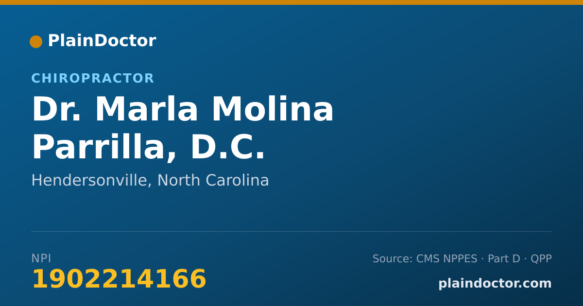 Shareable card for Marla Molina Parrilla, D.C. - Chiropractor, Hendersonville, NC