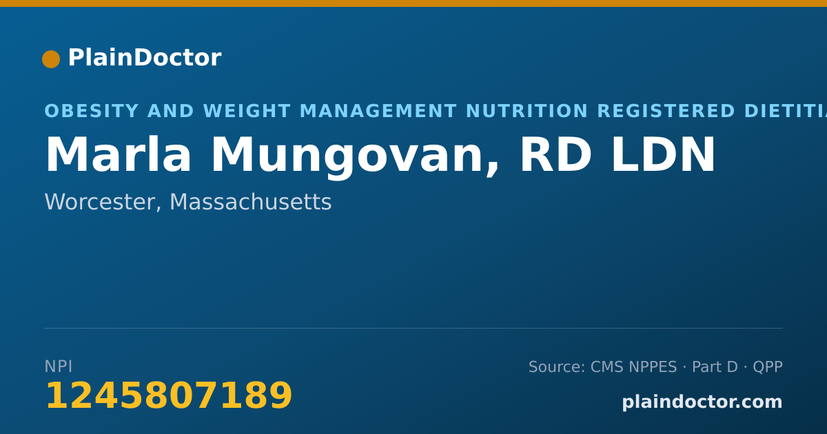 Shareable card for Marla Mungovan, RD LDN - Obesity and Weight Management Nutrition Registered Dietitian, Worcester, MA