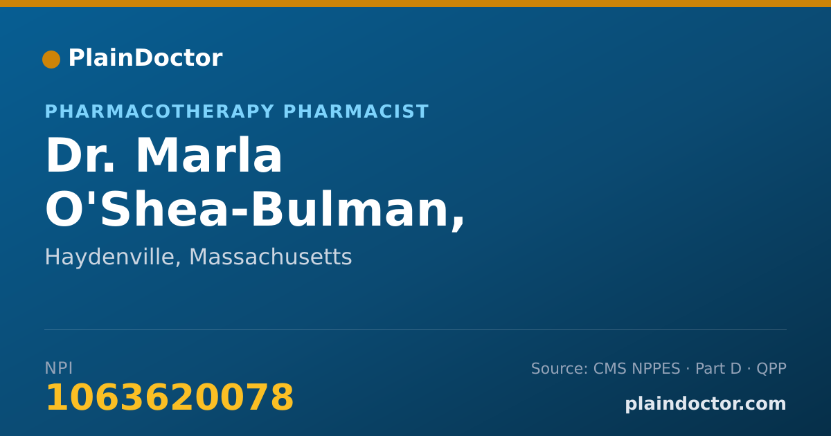 Shareable card for Marla O'Shea-Bulman, PHARM.D. - Pharmacotherapy Pharmacist, Haydenville, MA
