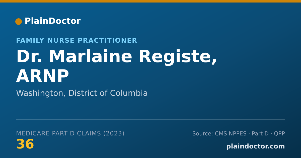 Shareable card for Marlaine Registe, ARNP - Family Nurse Practitioner, Washington, DC