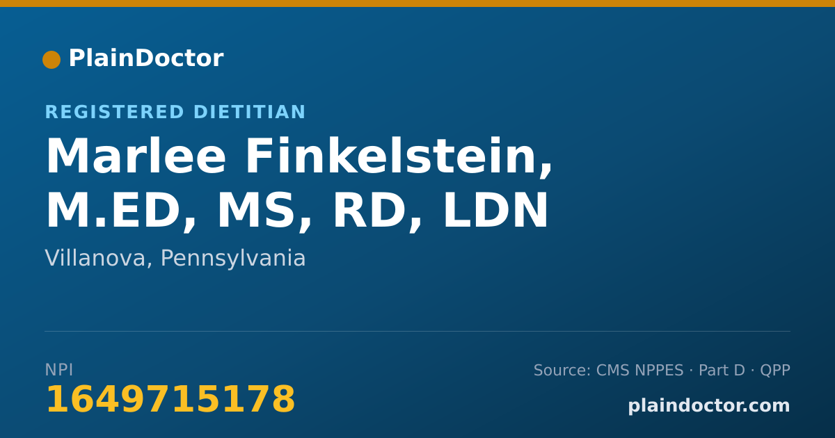 Shareable card for Marlee Finkelstein, M.ED, MS, RD, LDN - Registered Dietitian, Villanova, PA