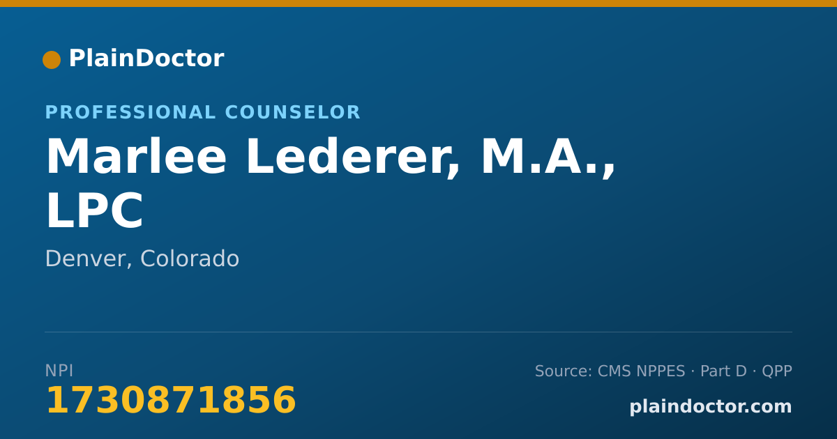 Shareable card for Marlee Lederer, M.A., LPC - Counselor, Denver, CO