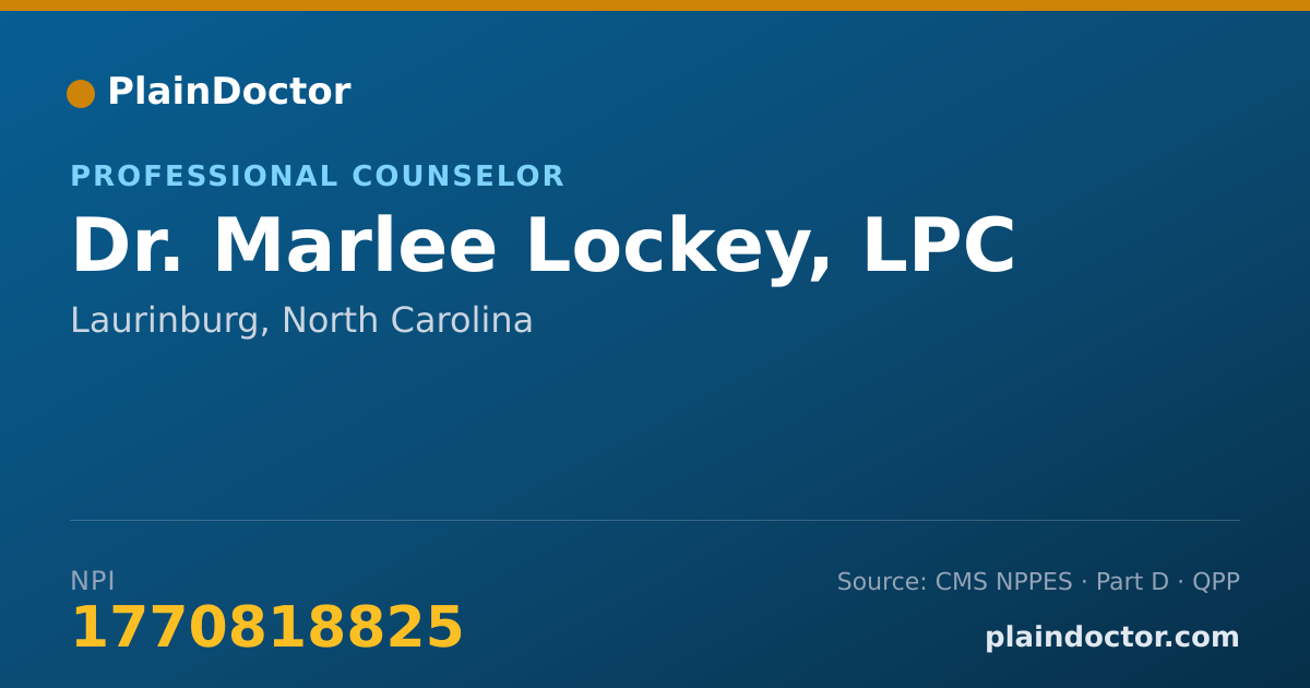 Shareable card for Marlee Lockey, LPC - Professional Counselor, Laurinburg, NC