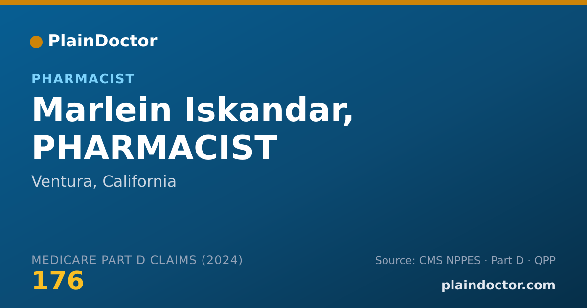 Shareable card for Marlein Iskandar, PHARMACIST - Pharmacist, Ventura, CA