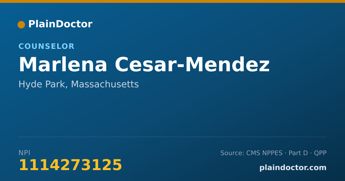 Shareable card for Marlena Cesar-Mendez - Counselor, Hyde Park, MA