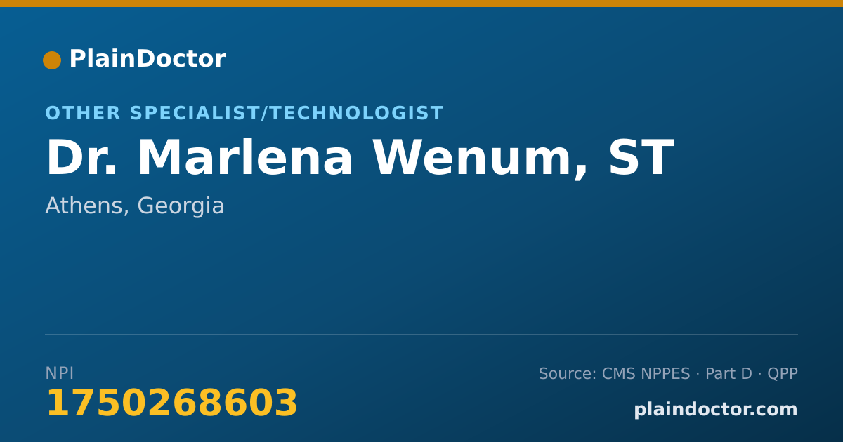 Shareable card for Marlena Wenum, ST - Other Specialist/Technologist, Athens, GA