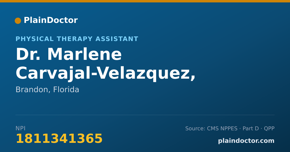 Shareable card for Marlene Carvajal-Velazquez, PTA. - Physical Therapy Assistant, Brandon, FL