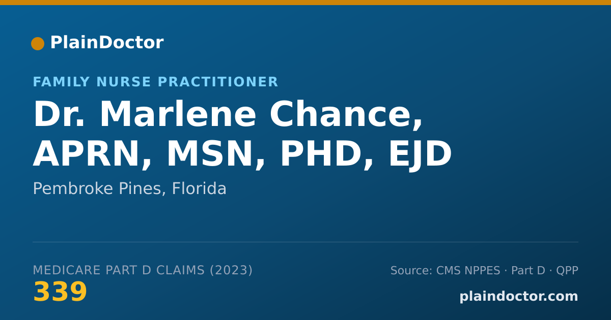 Shareable card for Marlene Chance, APRN, MSN, PHD, EJD - Family Nurse Practitioner, Pembroke Pines, FL