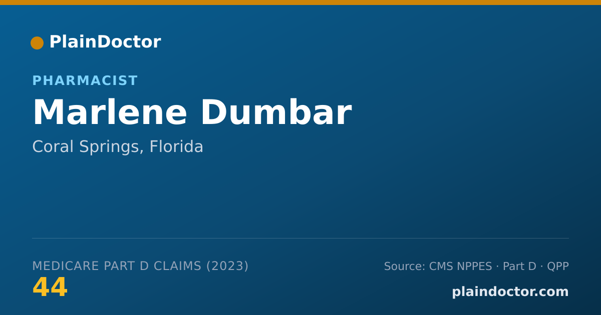 Shareable card for Marlene Dumbar - Pharmacist, Coral Springs, FL