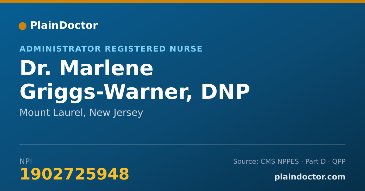 Shareable card for Marlene Griggs-Warner, DNP - Administrator Registered Nurse, Mount Laurel, NJ