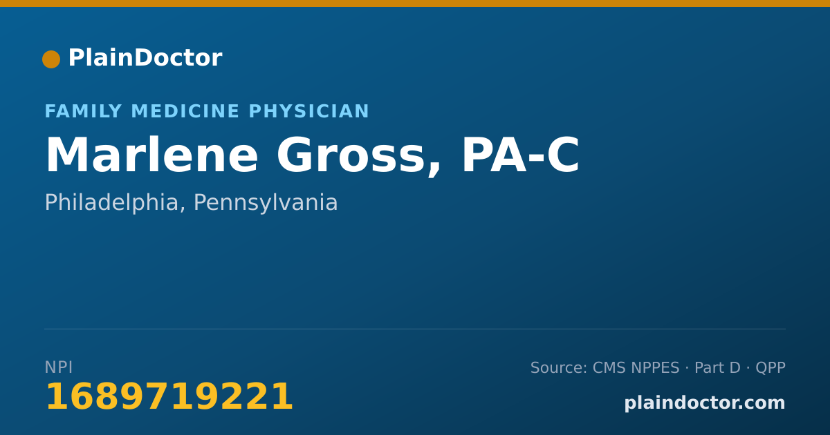 Shareable card for Marlene Gross, PA-C - Family Medicine Physician, Philadelphia, PA