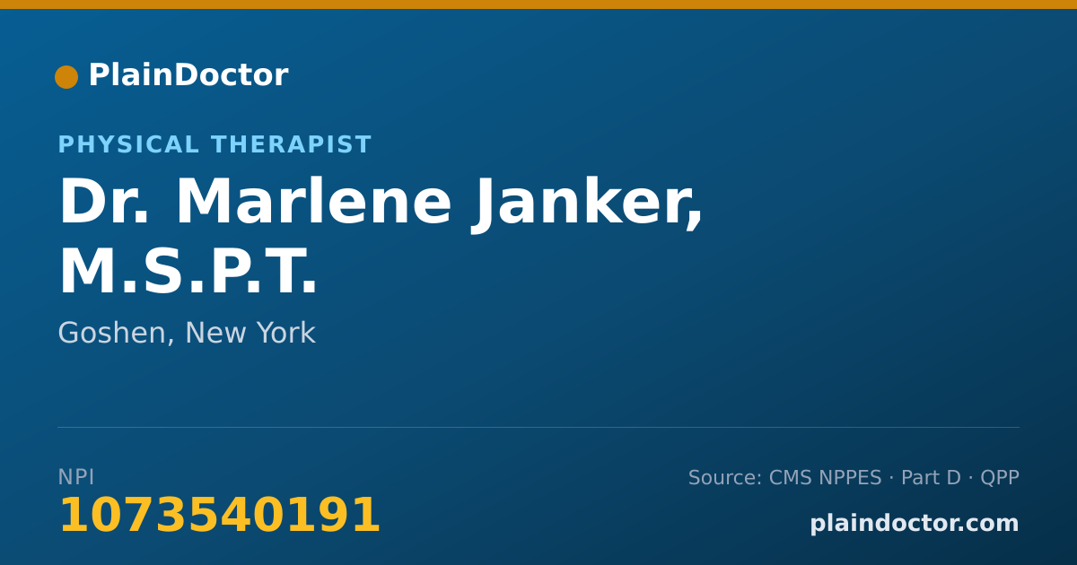 Shareable card for Marlene Janker, M.S.P.T. - Physical Therapist, Goshen, NY