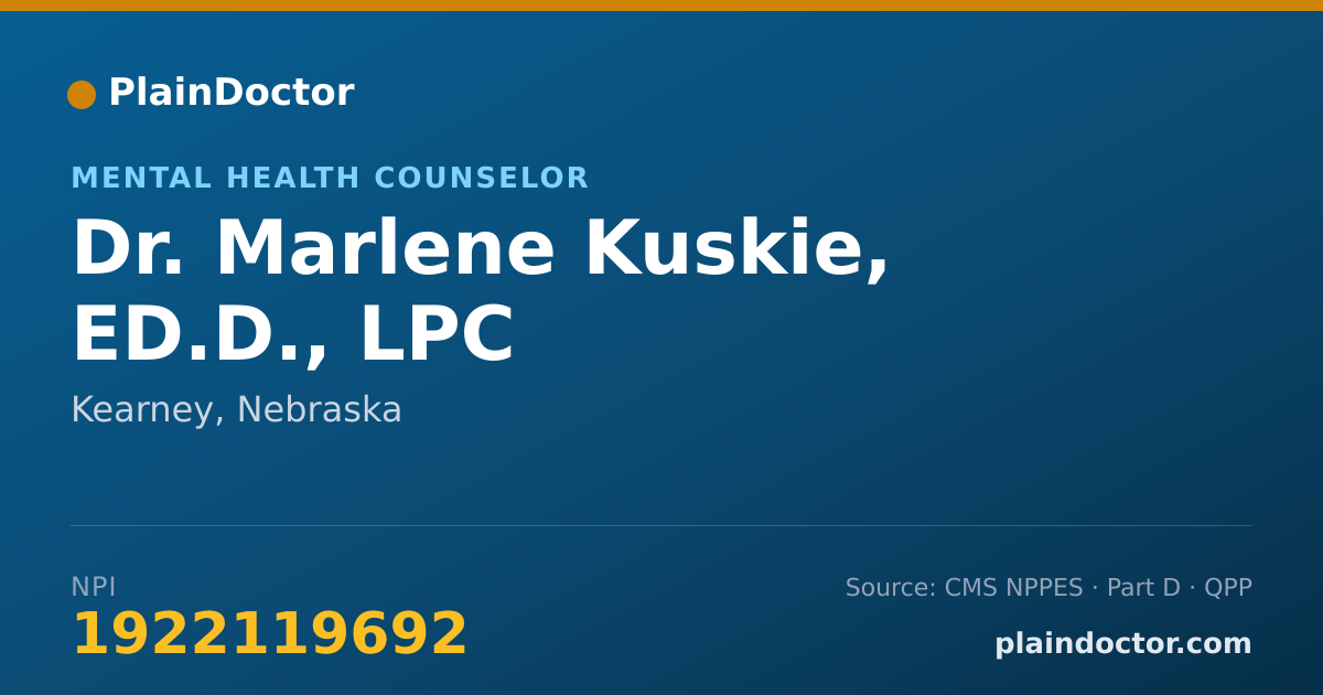 Shareable card for Marlene Kuskie, ED.D., LPC - Mental Health Counselor, Kearney, NE
