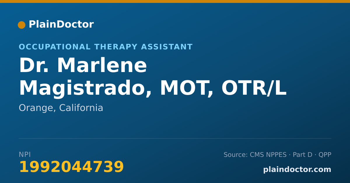Shareable card for Marlene Magistrado, MOT, OTR/L - Occupational Therapy Assistant, Orange, CA