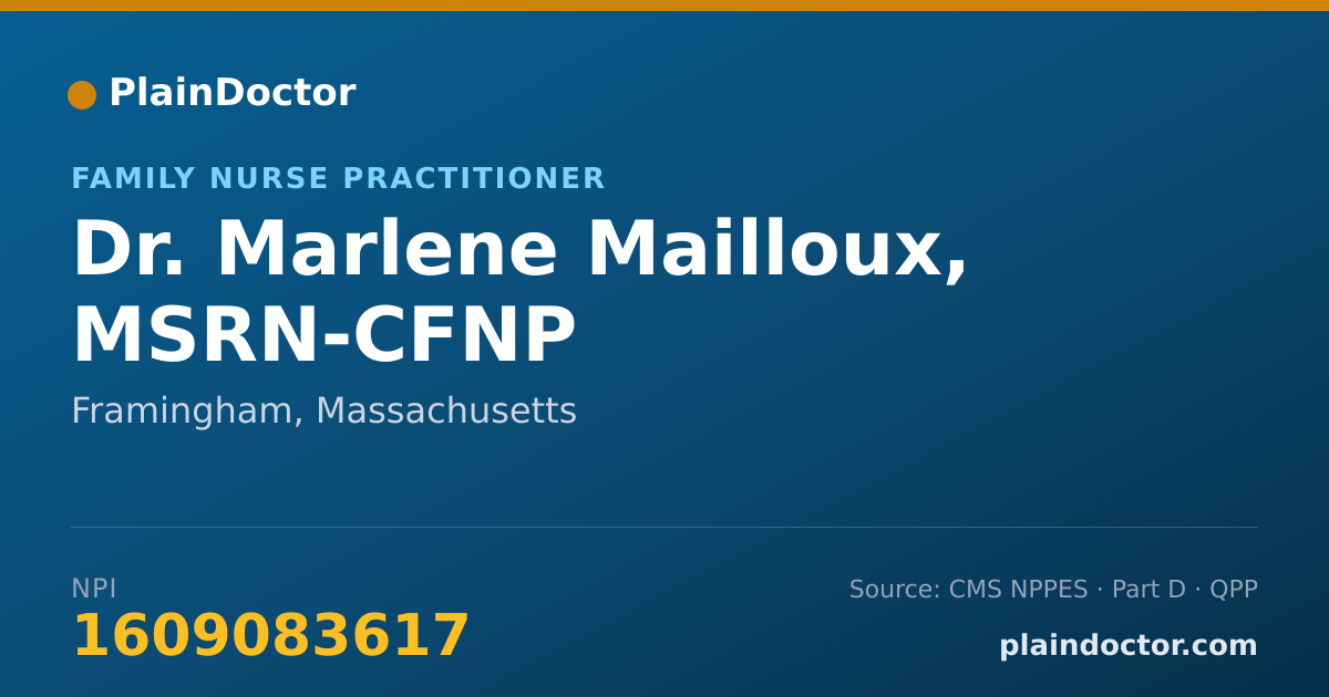 Shareable card for Marlene Mailloux, MSRN-CFNP - Family Nurse Practitioner, Framingham, MA