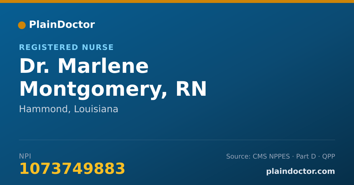 Shareable card for Marlene Montgomery, RN - Registered Nurse, Hammond, LA