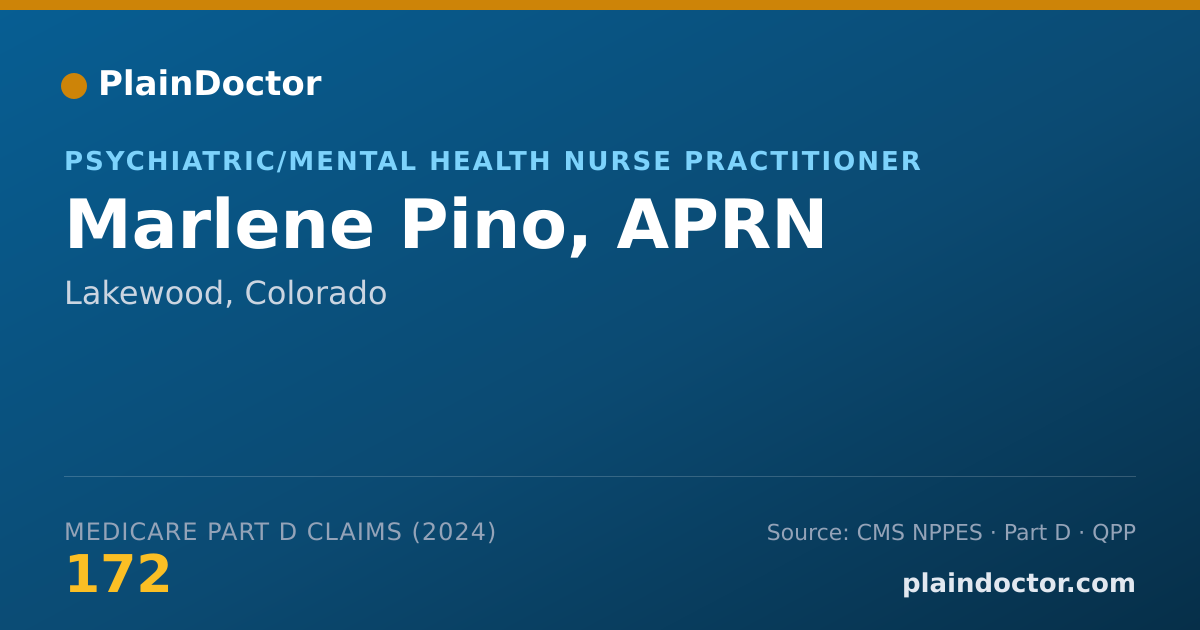 Shareable card for Marlene Pino, APRN - Psychiatric/Mental Health Nurse Practitioner, Lakewood, CO