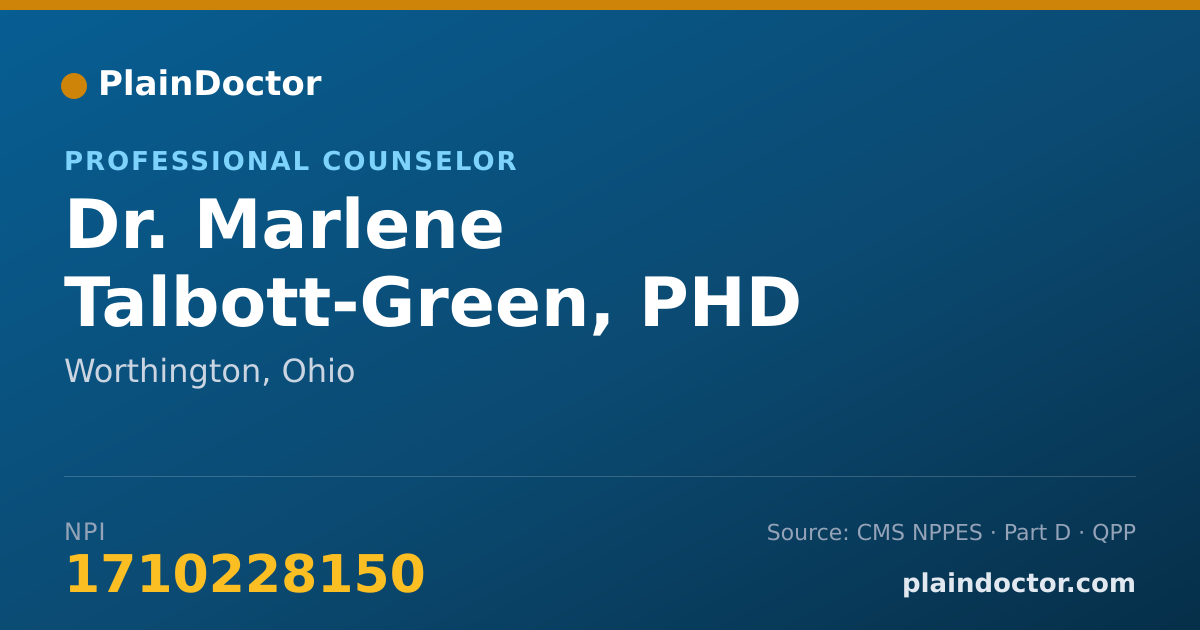Shareable card for Marlene Talbott-Green, PHD - Professional Counselor, Worthington, OH