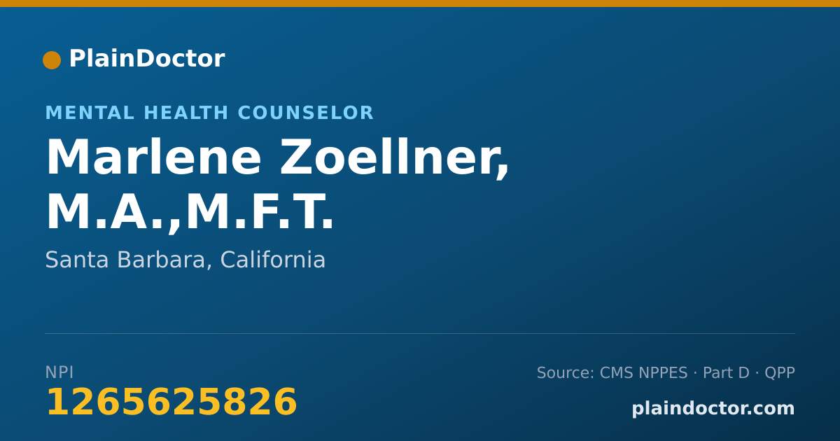 Shareable card for Marlene Zoellner, M.A.,M.F.T. - Mental Health Counselor, Santa Barbara, CA