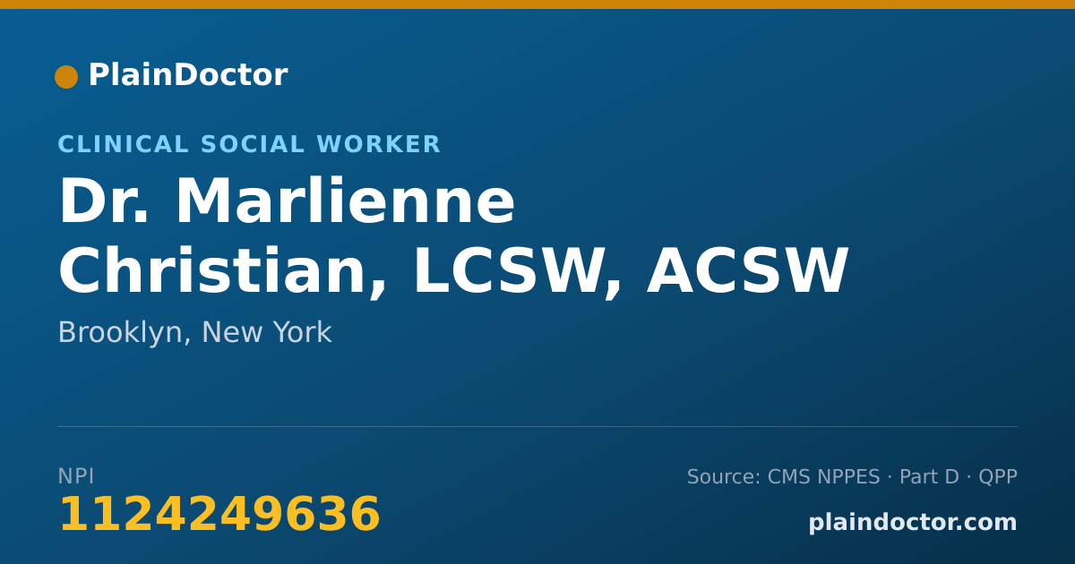 Shareable card for Marlienne Christian, LCSW, ACSW - Clinical Social Worker, Brooklyn, NY