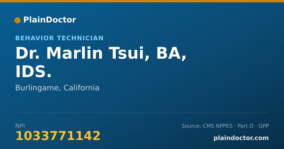 Shareable card for Marlin Tsui, BA, IDS. - Behavior Technician, Burlingame, CA