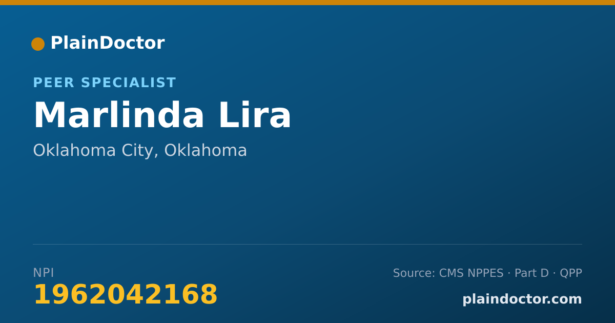 Shareable card for Marlinda Lira - Peer Specialist, Oklahoma City, OK